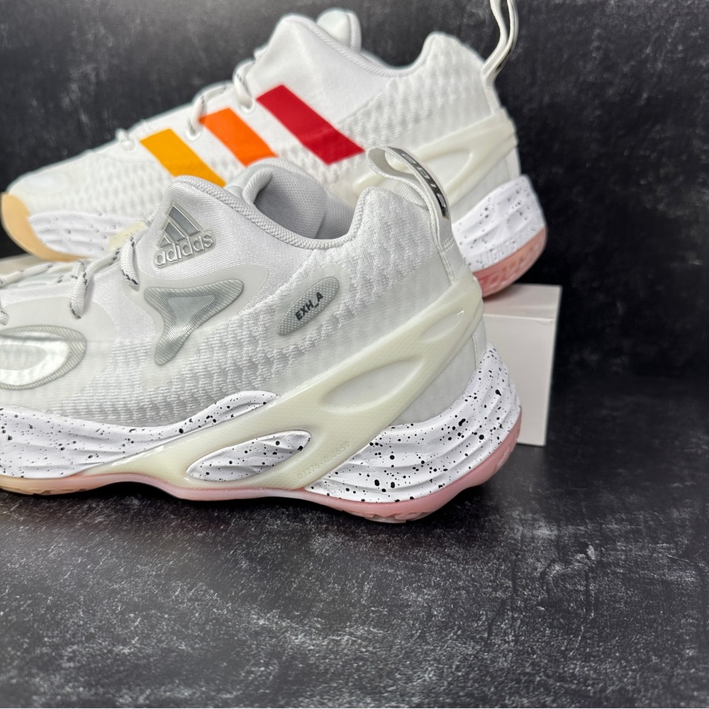 ADIDAS EXHIBIT A MIAMI HEAT MENS BASKETBALL SHOES SIZE 10 SPECKLED WHITE NEW - Picture 9 of 10